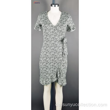 Ladies Flower Printed Short Sleeve Dress